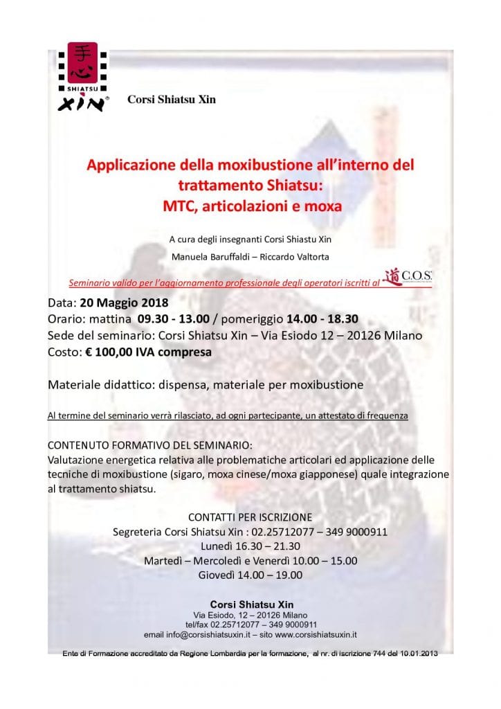 Applicazione della moxibustione all’interno del trattamento shiatsu: mtc, articolazioni e moxa